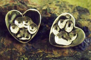 Paw Print Small Heart Pendant